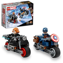 LEGO Marvel Black Widow & Captain America motorcycles front view for action-packed play