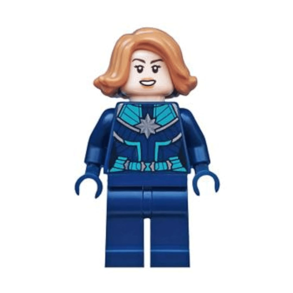 LEGO Marvel Captain Marvel and Nick Fury polybag display idea for a desk or shelf.