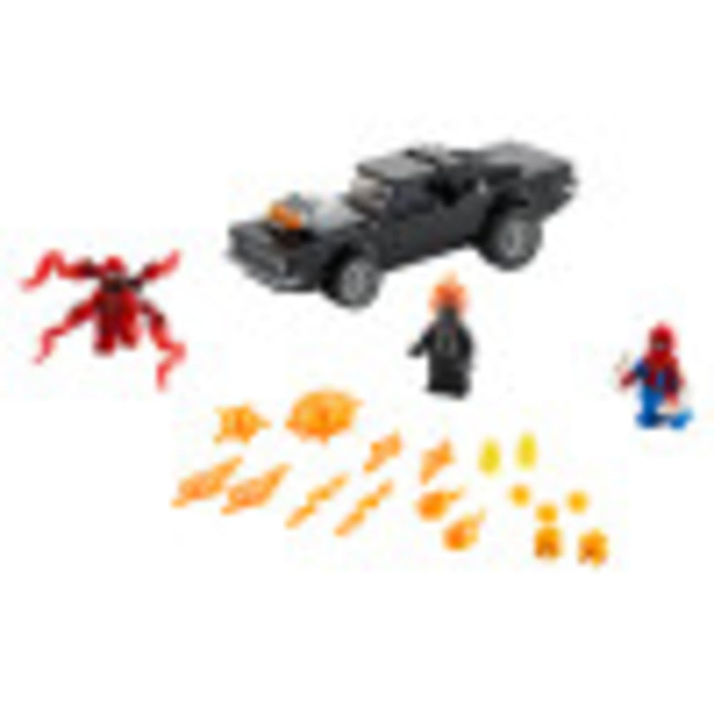 LEGO Carnage minifigure adds a villainous challenge to play.