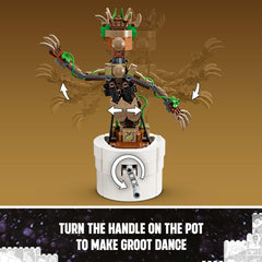 LEGO Marvel Dancing Groot figure—turn the handle to trigger dancing motion.