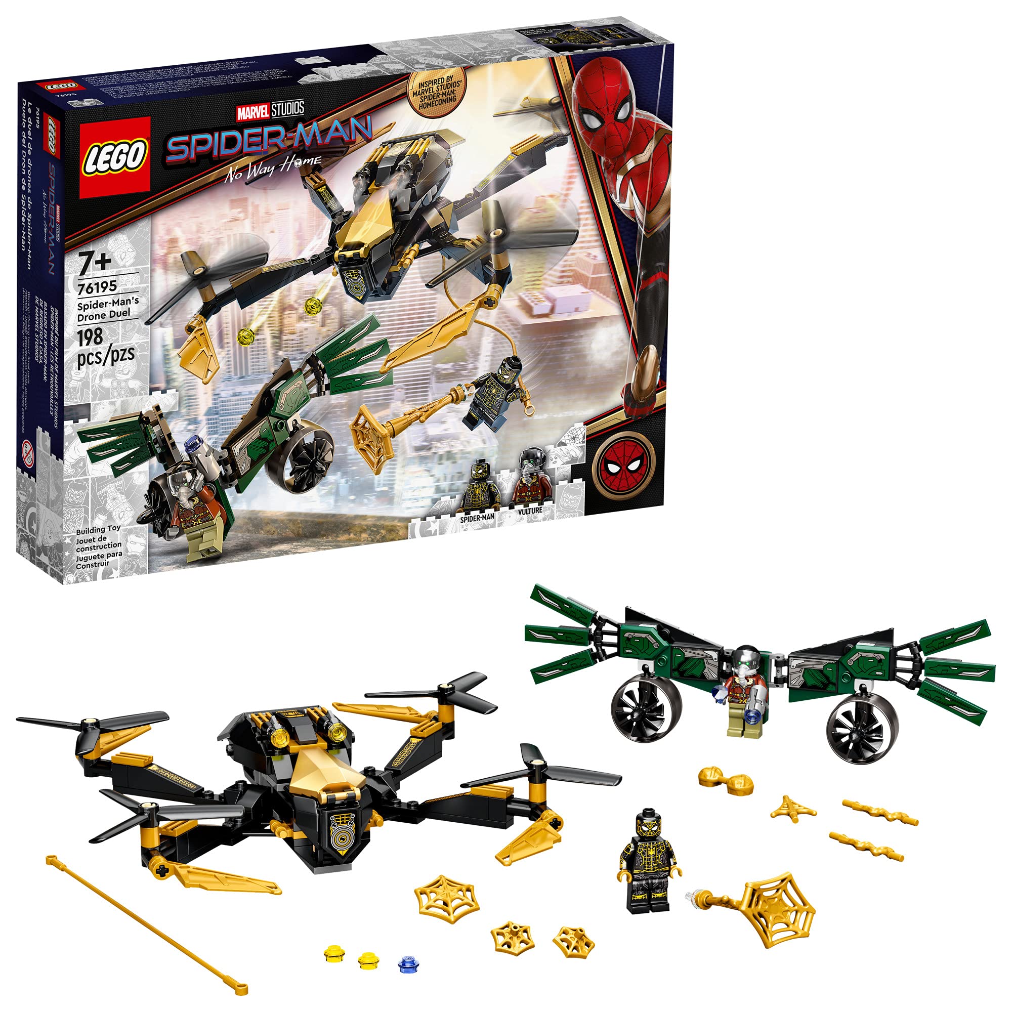 LEGO Marvel Spider-Man Drone Duel drone in flight for action-packed play