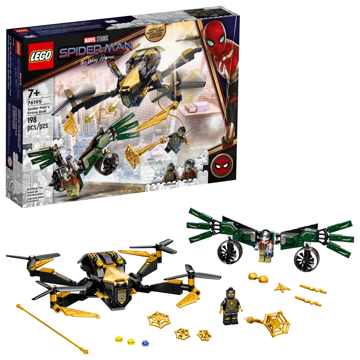 LEGO Marvel Spider-Man Drone Duel drone in flight for action-packed play