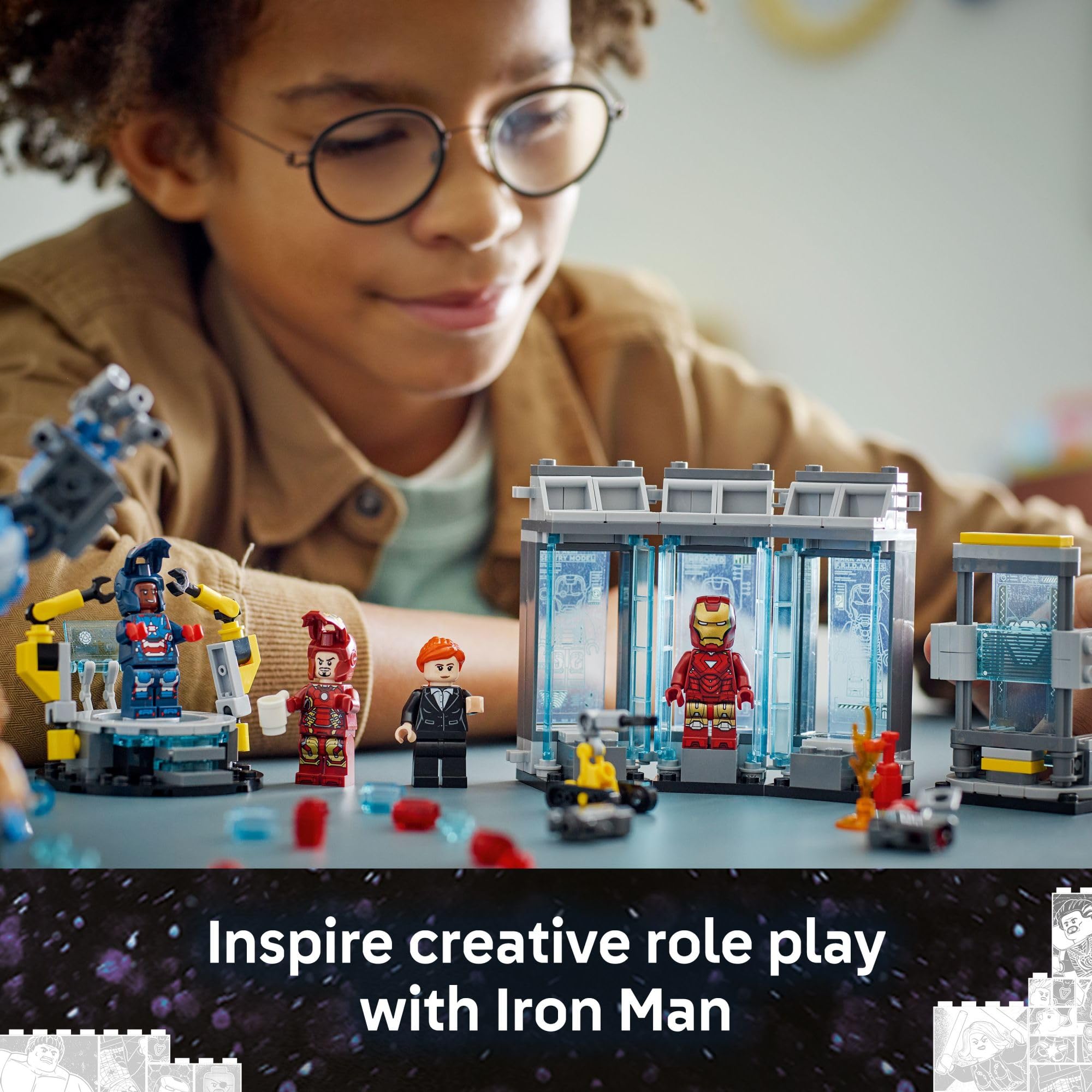 LEGO Marvel Dum-E robot build—adds a quirky companion to lab setups.