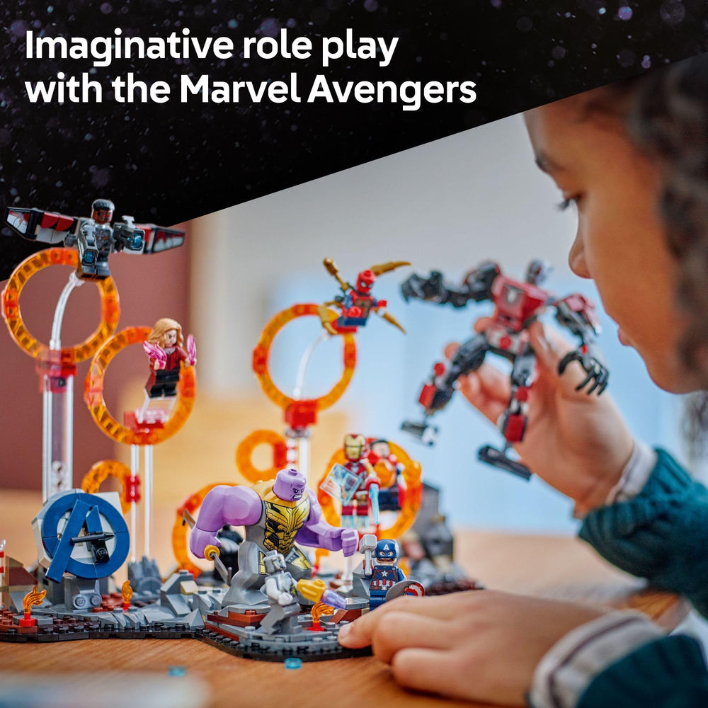 LEGO Marvel Ant-Man mech with movable joints in final battle setup