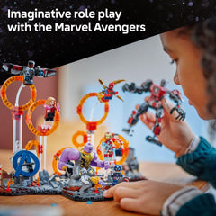 LEGO Marvel Ant-Man mech with movable joints in final battle setup