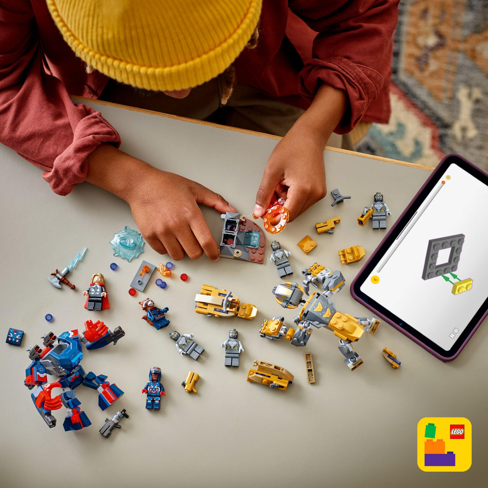 LEGO Marvel Endgame jet scooters and brick-built scene storage