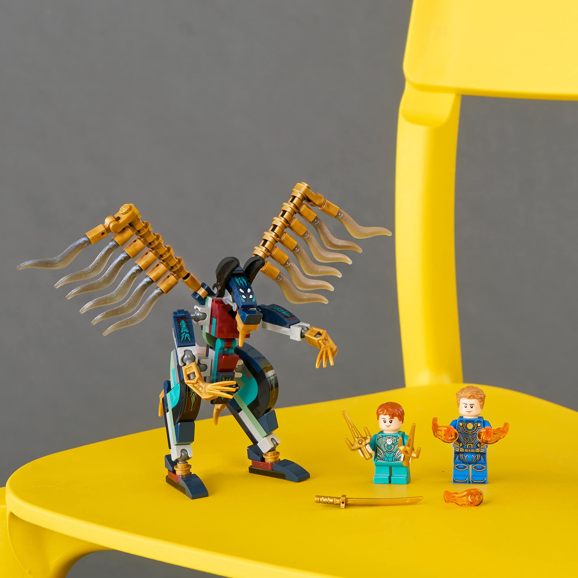 Display-ready LEGO Marvel Eternals Aerial Assault set on kids’ shelves.