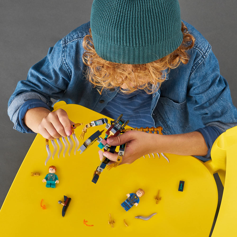 Dynamic battle scene inspires imaginative play with LEGO Marvel Eternals Aerial Assault.