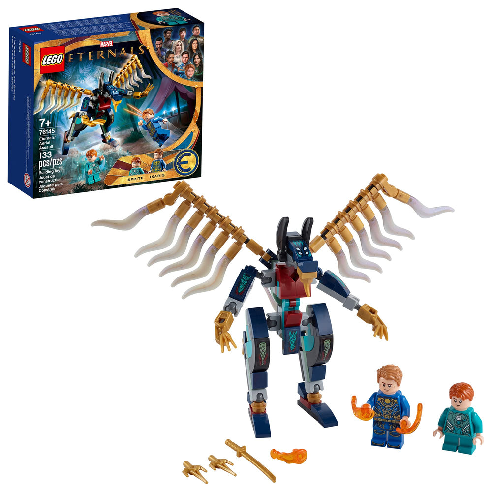 LEGO Marvel Eternals Aerial Assault: Ikaris and Sprite figures for imaginative play.
