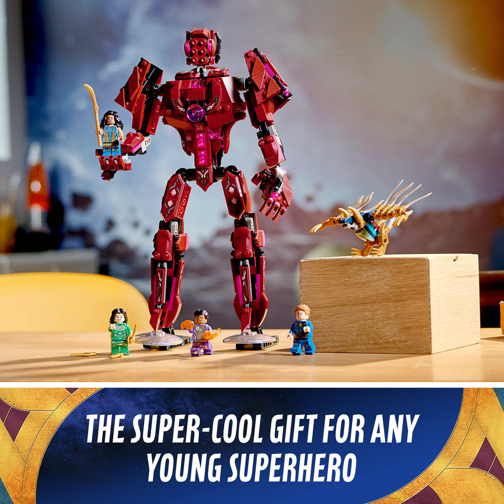 LEGO Marvel The Eternals Arishem's Shadow minifigures group showcase.