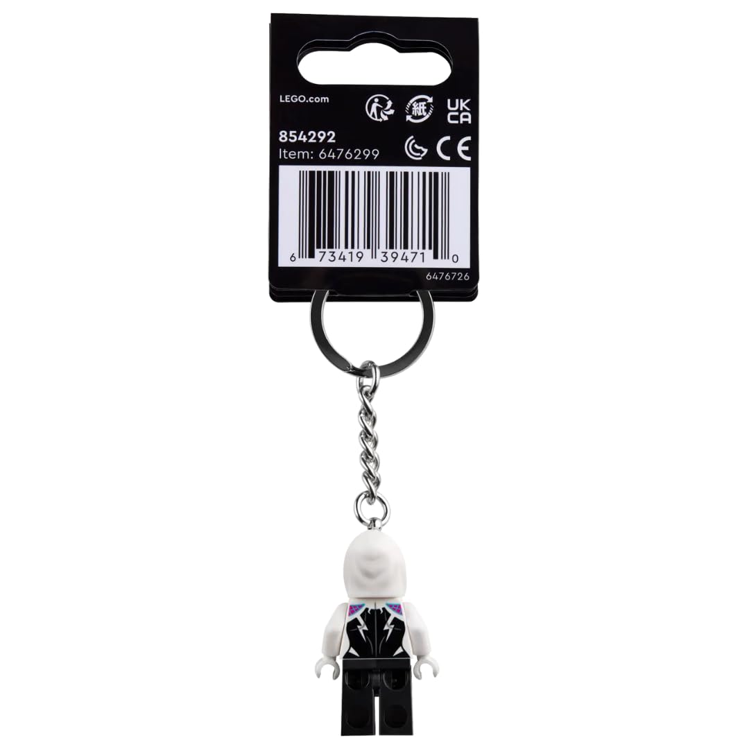 LEGO Marvel Ghost-Spider key chain attached to keys for easy access.