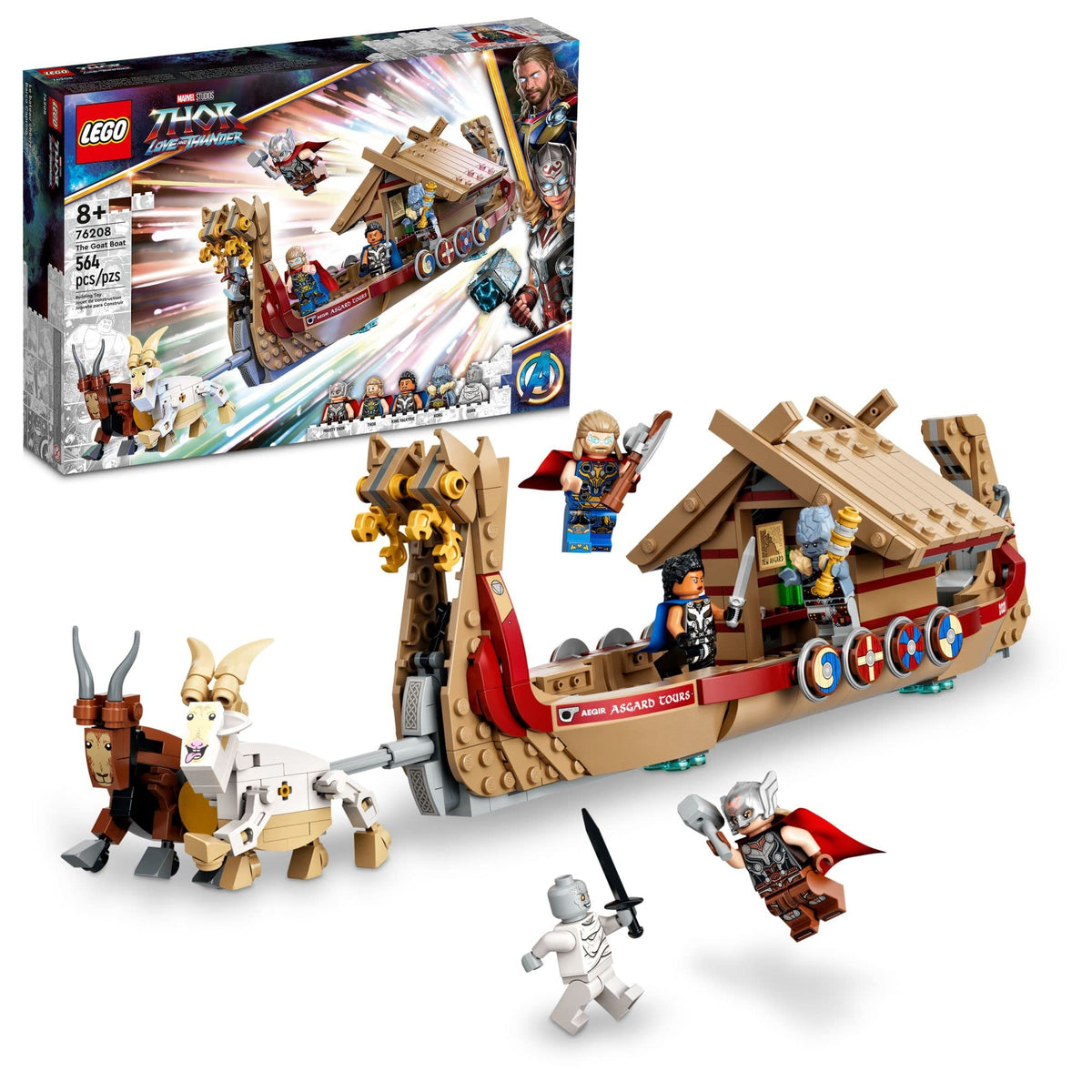 LEGO Marvel The Goat Boat 76208 ship front view for action and display