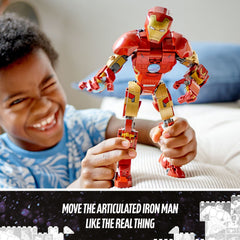 LEGO Iron Man figure with arc reactor light adds dramatic glow