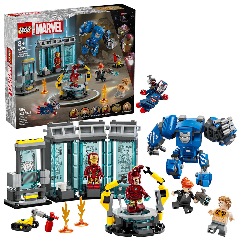 LEGO Marvel Iron Man Lab Hall of Armor exterior—fosters imaginative play and display.
