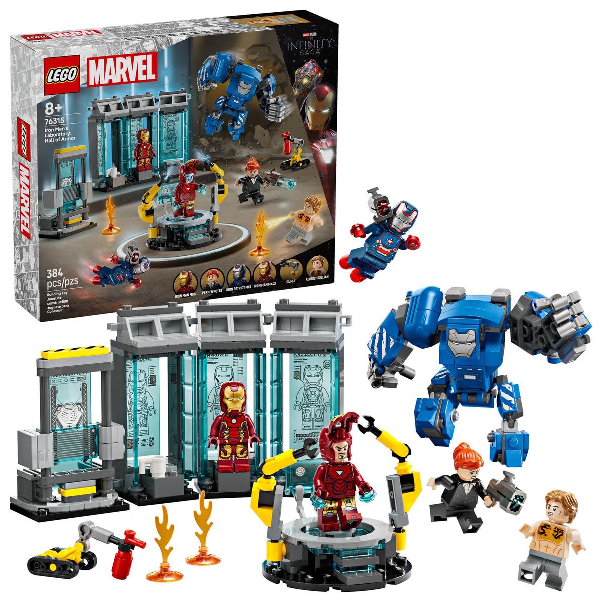 LEGO Marvel Iron Man Lab Hall of Armor exterior—fosters imaginative play and display.