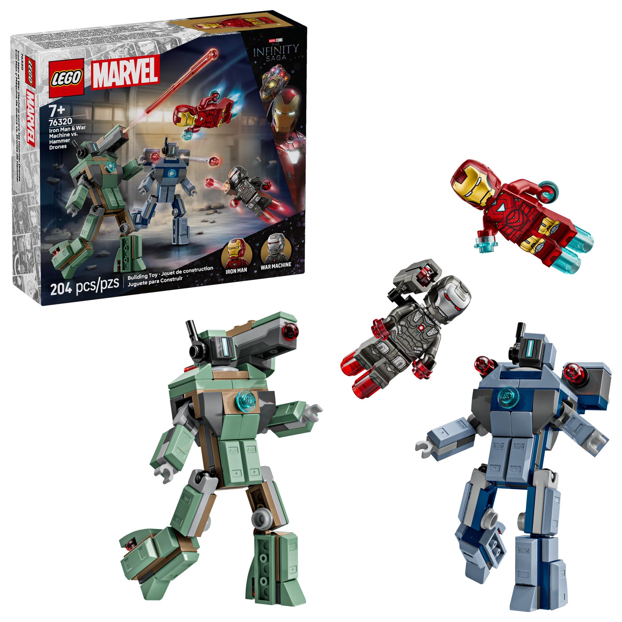 LEGO Marvel Iron Man minifigure ready for high-energy battles and storytelling