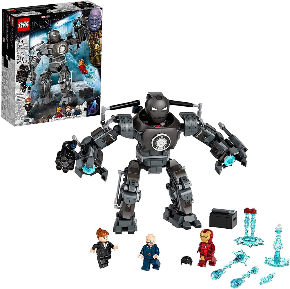 LEGO Marvel Iron Man Monger Mech pose with movable limbs for dynamic play