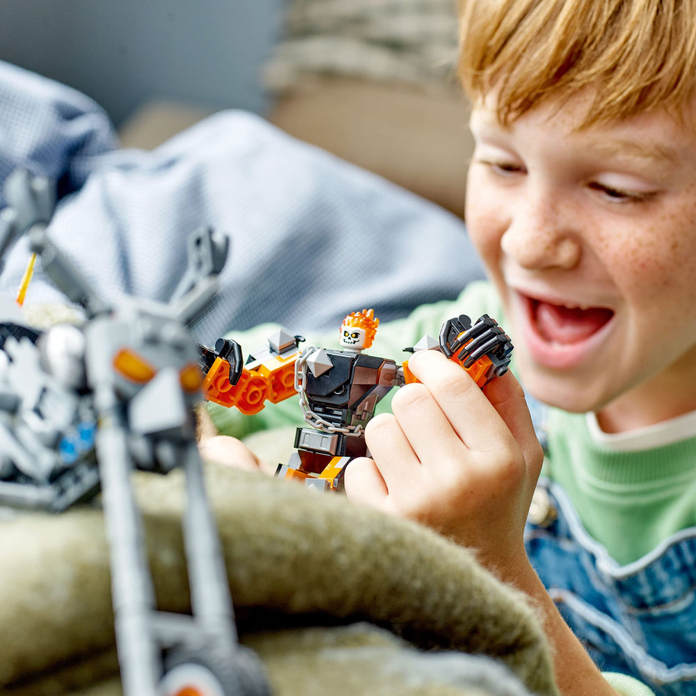 Poseable Ghost Rider mech arms enhance dramatic chase scenes.