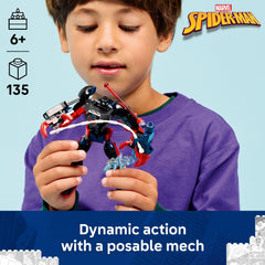LEGO Marvel Miles Morales Mech vs Spider-Man 2099 minifigs ready for action
