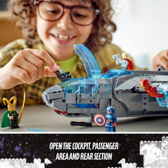 LEGO Marvel Quinjet display stand to showcase the Avengers vehicle
