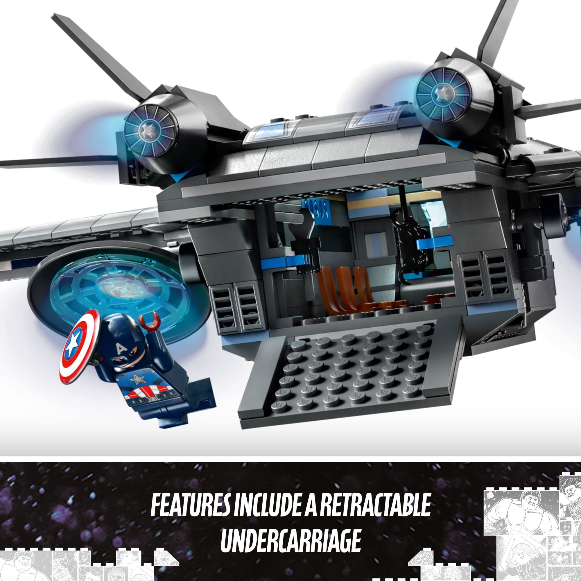 LEGO Marvel Quinjet interior passenger area for boarding adventures