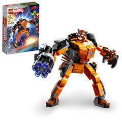 LEGO Marvel Rocket Mech Armor 76243 front view for display and play