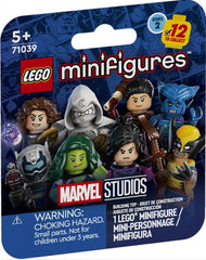 LEGO Marvel Series 2 Hawkeye figure in Mystery Box packaging, collectible display option