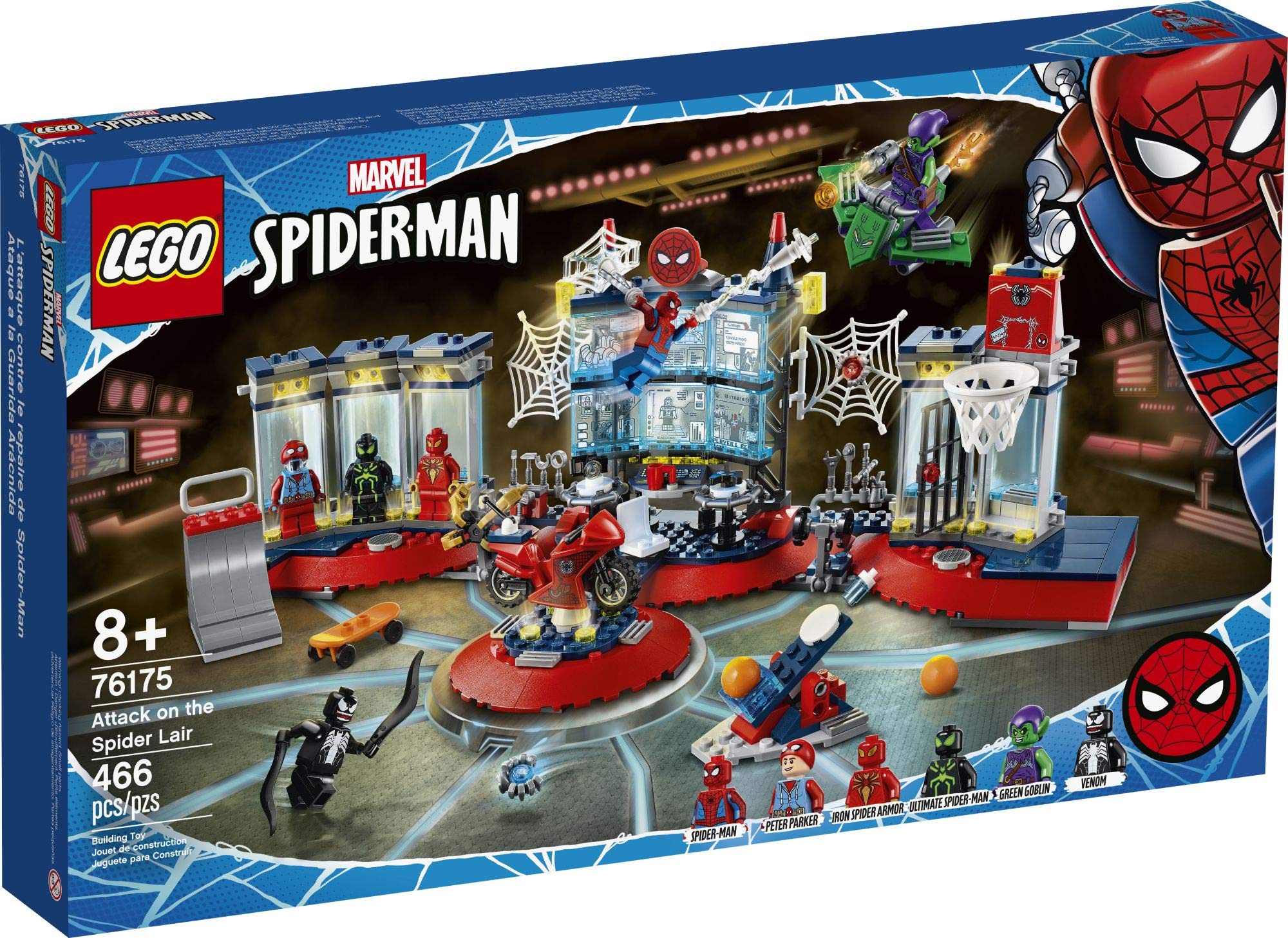LEGO Marvel Spider-Man Attack on the Spider Lair 76175 basketball hoop boosts energetic pretend battles.