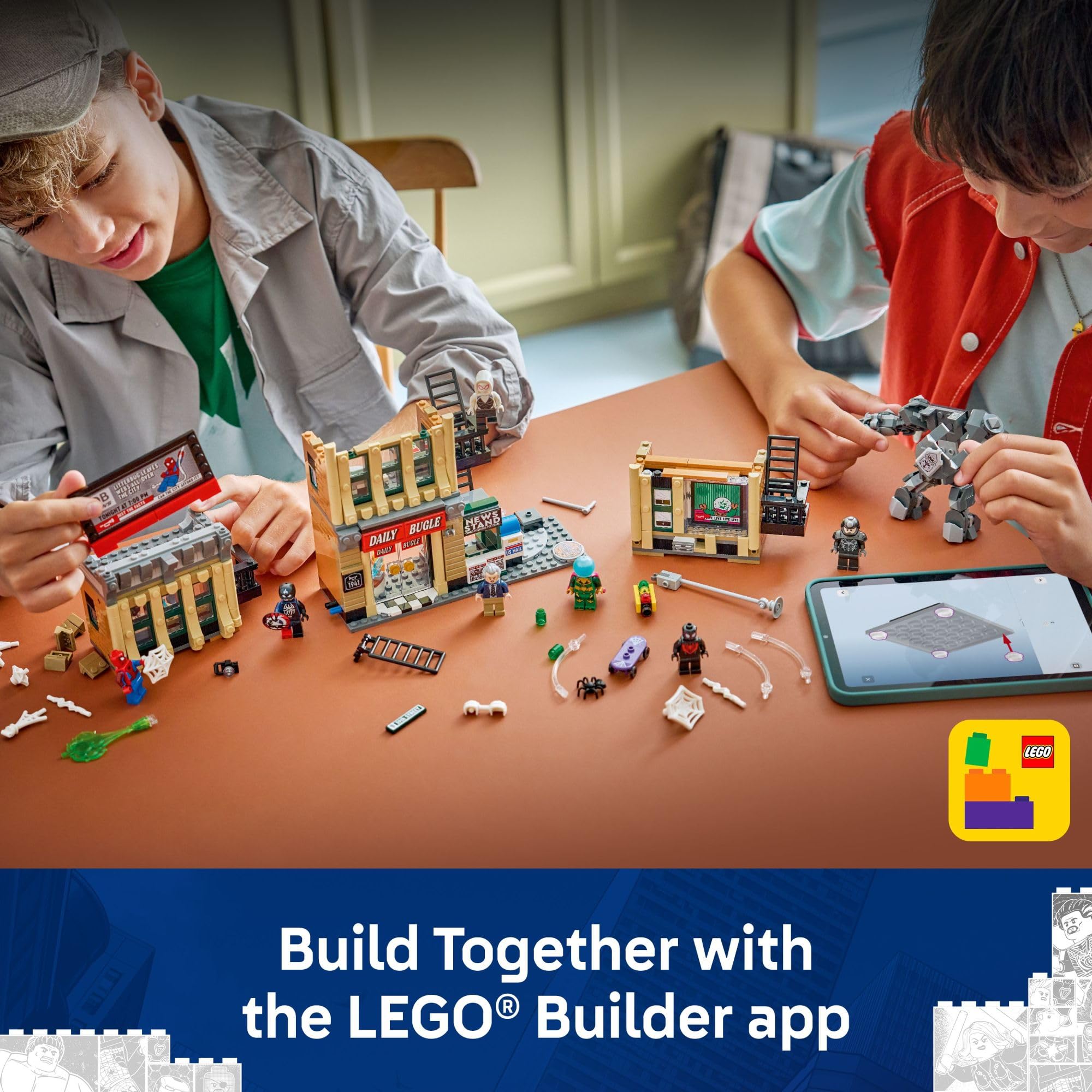 LEGO Marvel Spider-Man billboard changing lever enables interactive display moments