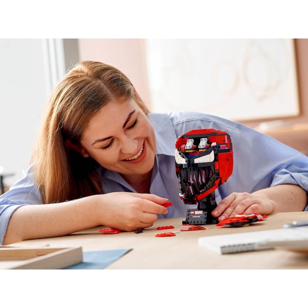 LEGO Marvel Spider-Man Carnage standalone model ready for display and conversation starter
