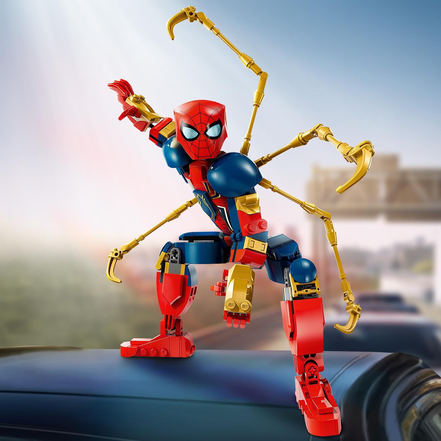 LEGO Marvel Iron Spider-Man can be posed in dynamic action stances