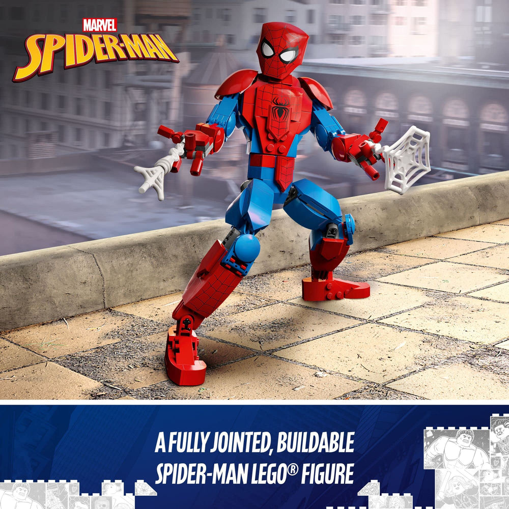 LEGO Marvel Spider-Man figure with web elements for dynamic battle scenes.