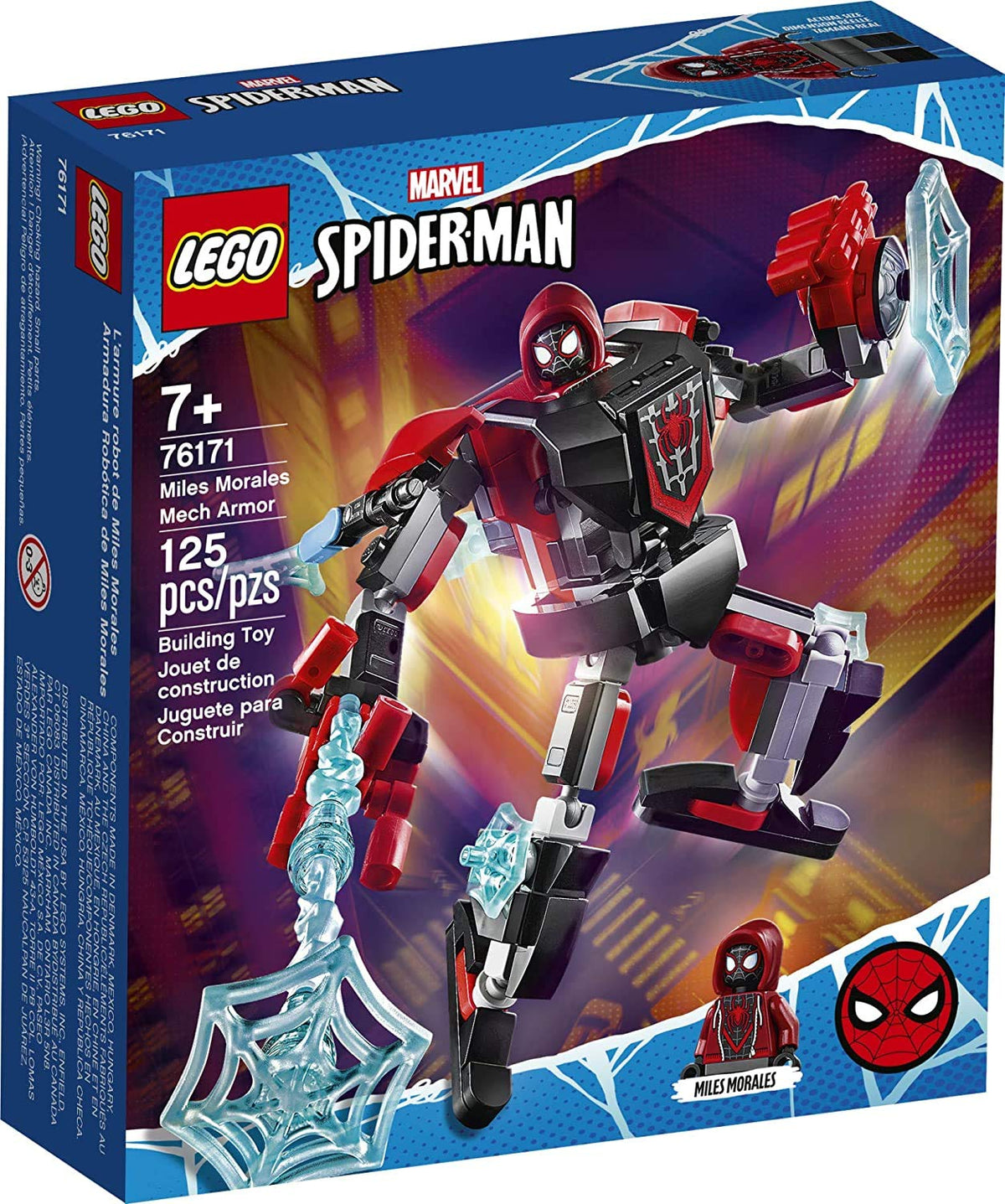 LEGO Marvel Spider-Man Miles Morales Mech Armor front view for imaginative play.