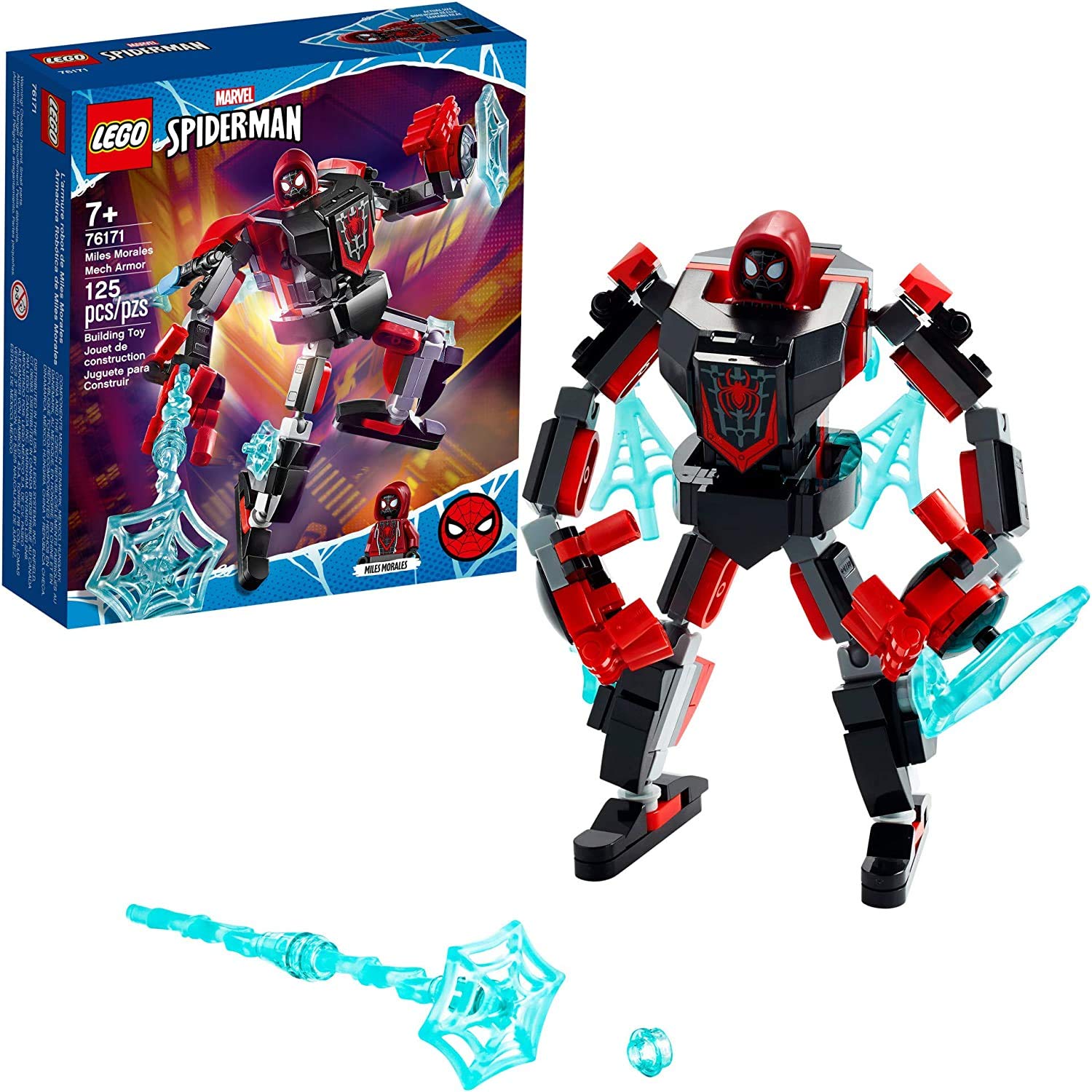 LEGO Marvel Spider-Man Miles Morales Mech Armor movable limbs boost poseable action.