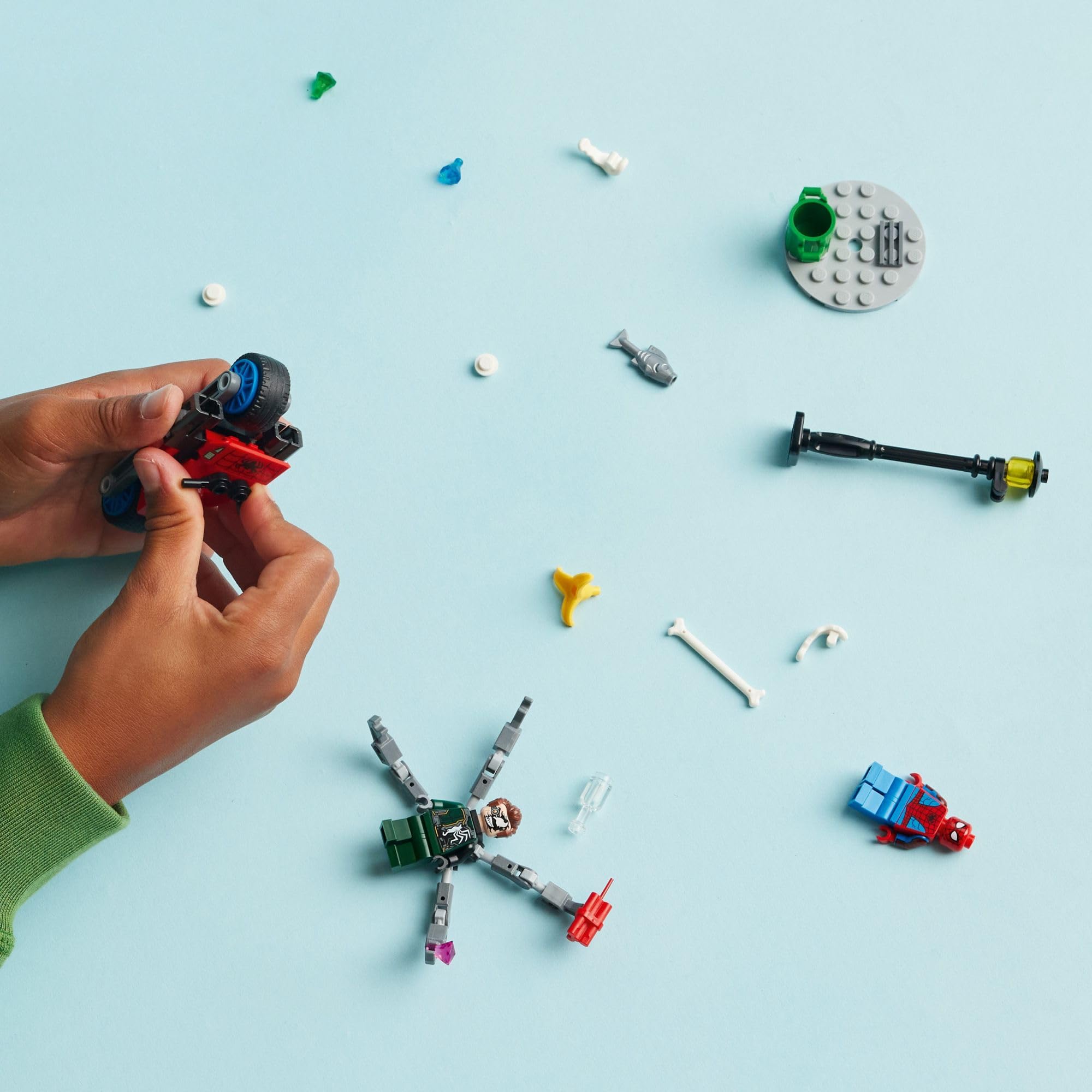 LEGO Marvel Spider-Man minifigure with web shooters for dynamic action scenes