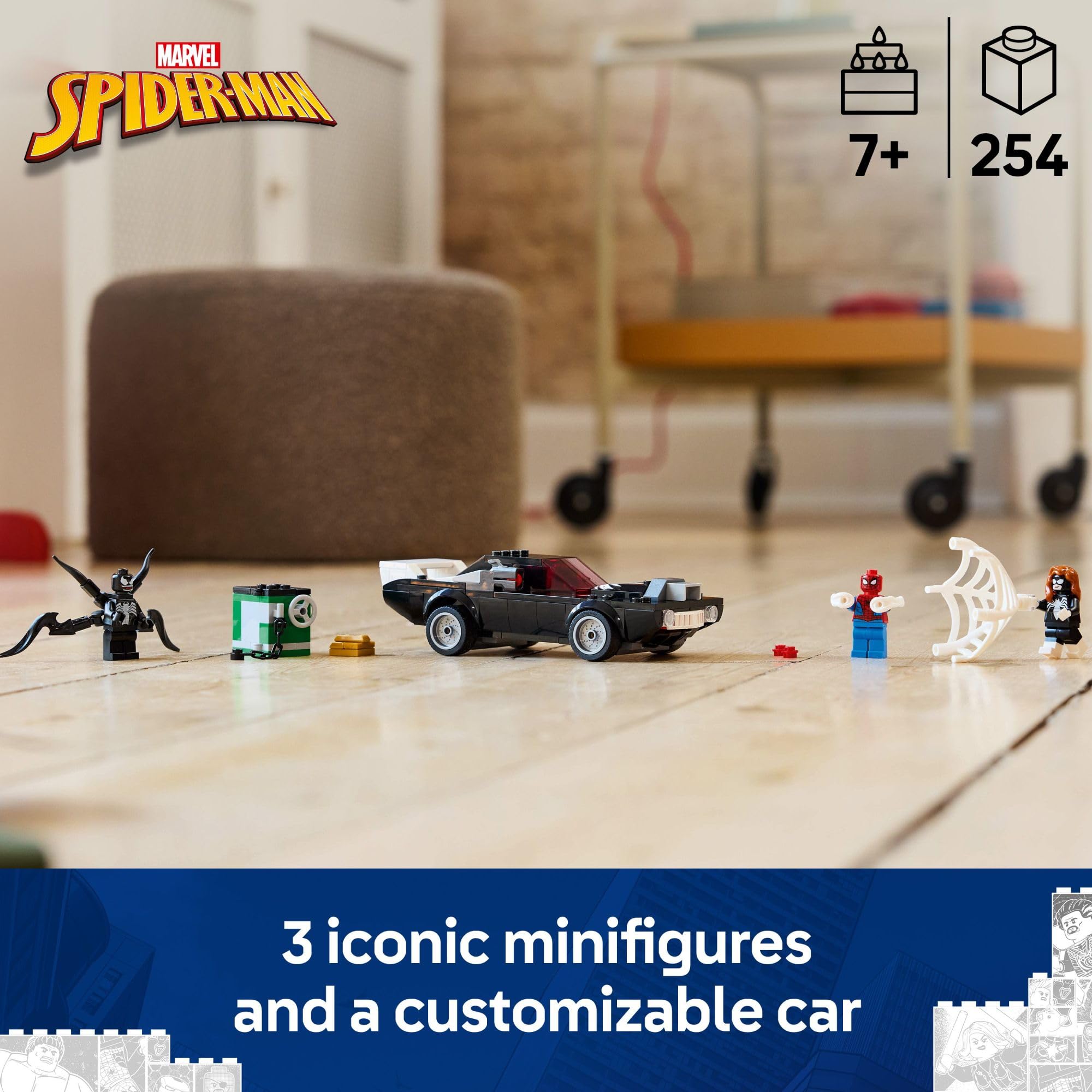 LEGO Marvel Spider-Man vs Venom Muscle Car side view highlighting sleek profile