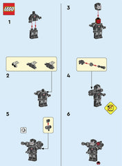 LEGO Marvel War Machine mini figure, 1.7 inches tall, ideal for display.