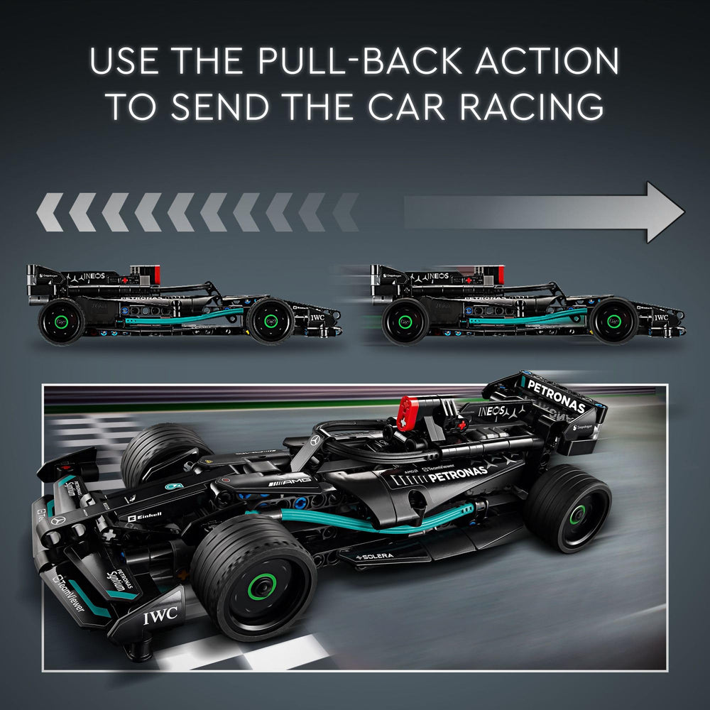 LEGO Technic Mercedes-AMG F1 W14 E rear view reveals accurate proportions and build cues