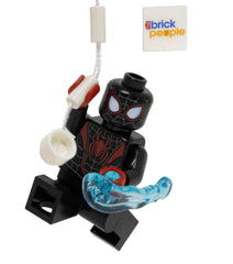 LEGO Miles Morales minifigure with web accessory for imaginative play.