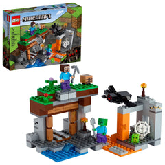 LEGO Minecraft Abandoned Mine overview with Steve and mobs for imaginative play.