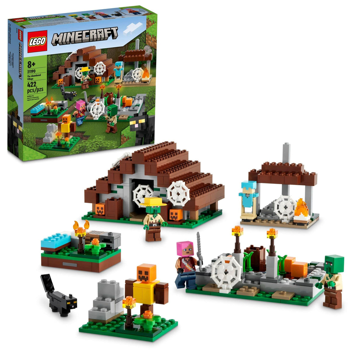 LEGO Minecraft Abandoned Village assembly with zombies inspires imaginative building play