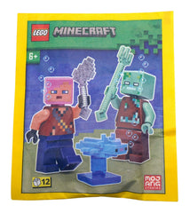 LEGO Minecraft Adventurer minifig with Drowned and Axolotl display for imaginative play