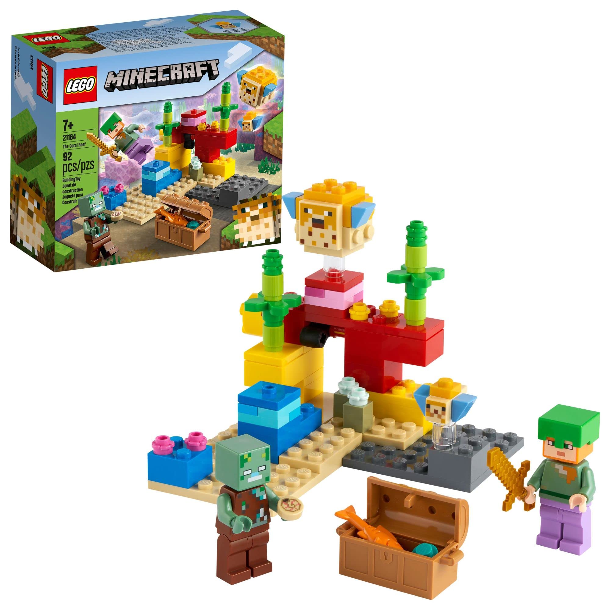 LEGO Minecraft Alex dives underwater for imaginative play and treasure hunts.