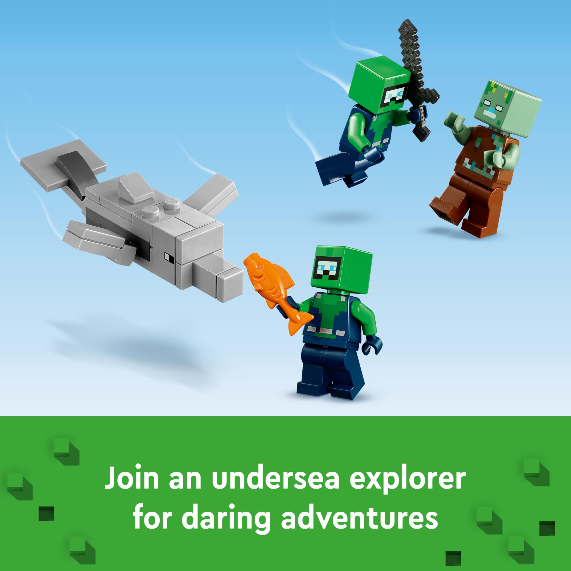 LEGO Minecraft The Axolotl House 21247 axolotl figures invite cooperative underwater quests
