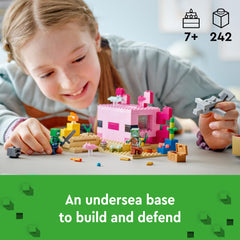 LEGO Minecraft The Axolotl House 21247 removable roof enables quick interior access during play