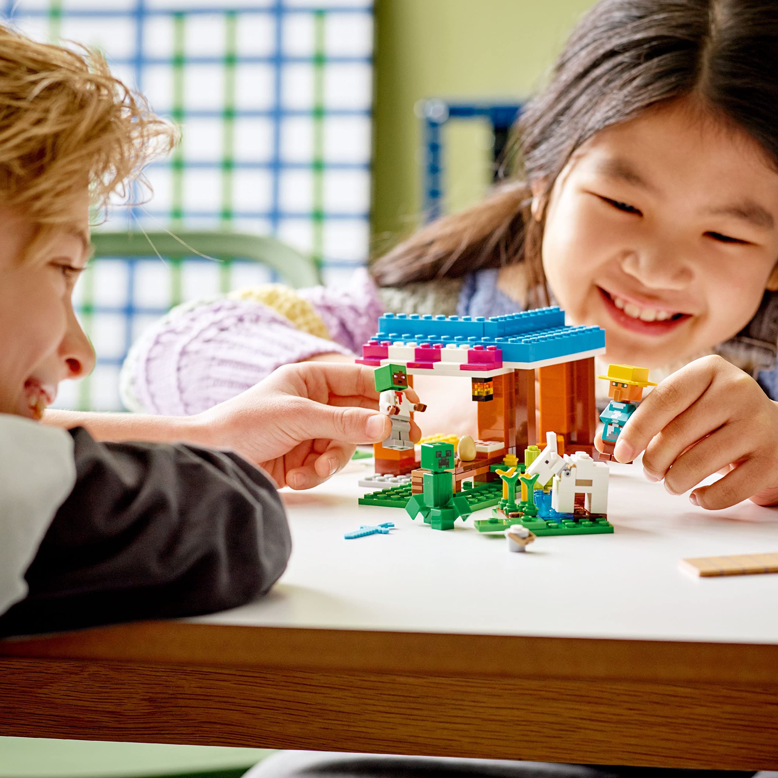 LEGO Minecraft bakery goat milking scene for imaginative play