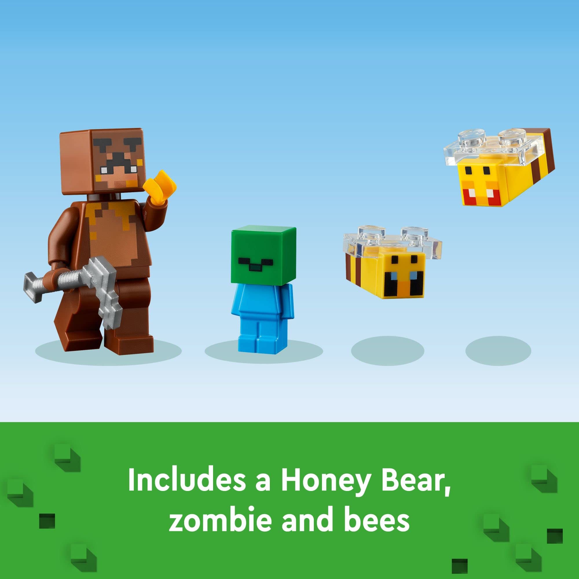 LEGO Minecraft The Bee Cottage offers buildable elements to expand the Minecraft world.