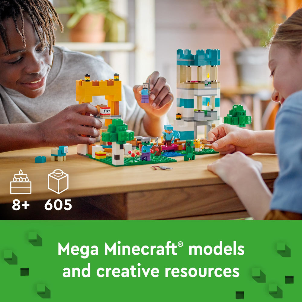 LEGO Minecraft Crafting Box 4.0 Cat Cottage features a cozy cat playground for playful scenes.