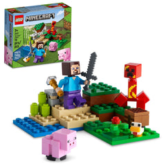 LEGO Minecraft Creeper Ambush explosion scene for dynamic play and display.