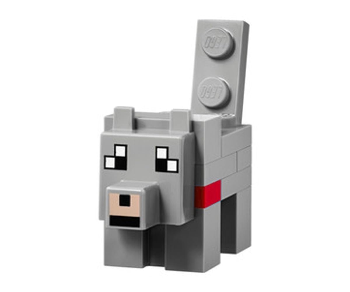 LEGO Minecraft Dennis the Wolf Minifig Grey Animal close-up for immersive storytelling